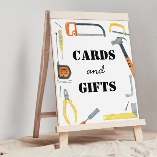 Boys Construction Cards und Gifts Table Sign Poster