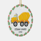 Boys Construction Cement Mixer Truck Weihnachten Keramik Ornament (Rechts)