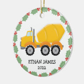 Boys Construction Cement Mixer Truck Weihnachten Keramik Ornament (Links)