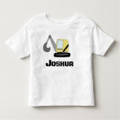 Boys Construction Digger Bagger Doodle und Name Kleinkind T-shirt (Vorderseite)