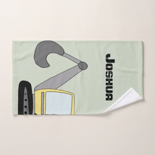 Boys Construction Digger Bagger und Name Kids Badhandtuch Set (Handtuch)