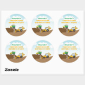 Boy's Construction Digger Dump TruckBirthday Party Runder Aufkleber (Blatt)