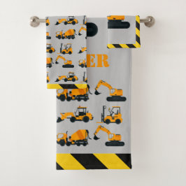 Boys Construction Diggers Personalisiert Handtuch Badhandtuch Set