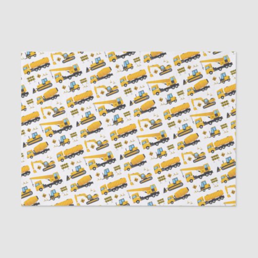 Boys Construction Dump Trucks Party Supplies Seidenpapier (Vorderseite)