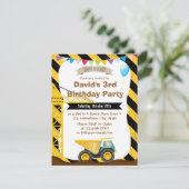 Boys Construction Thema Geburtstagsparty Einladung (Stehend Vorderseite)