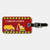 Boys Construction Trucks Personalisiert Red Kids Gepäckanhänger (Vorderseite horizontal)