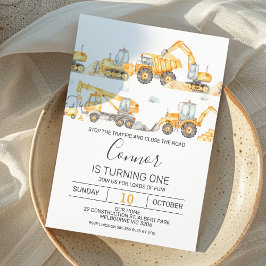 Boys Construction Vehicles Einladung Geburtstag