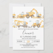 Boys Construction Vehicles Einladung Geburtstag (Vorderseite)