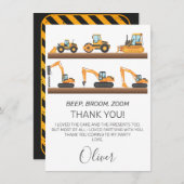 Boys Construction Vehicles Geburtstag Danke Karte (Vorne/Hinten)