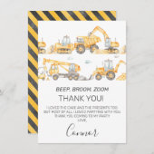 Boys Construction Vehicles Geburtstag Danke Karte (Vorne/Hinten)