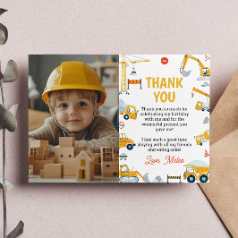 Boys Construction Vehicles Geburtstag Foto Dankeskarte