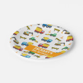 Boys Construction Vehicles Muster Geburtstagsparte Pappteller (Schrägansicht)