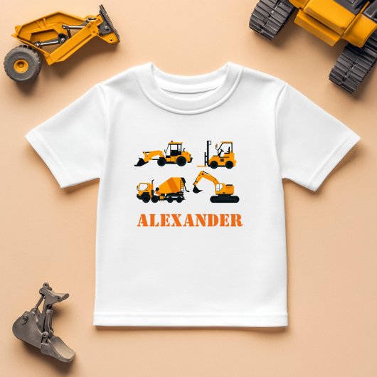 Boys Construction Vehicles Personalisierter T - Sh T-Shirt