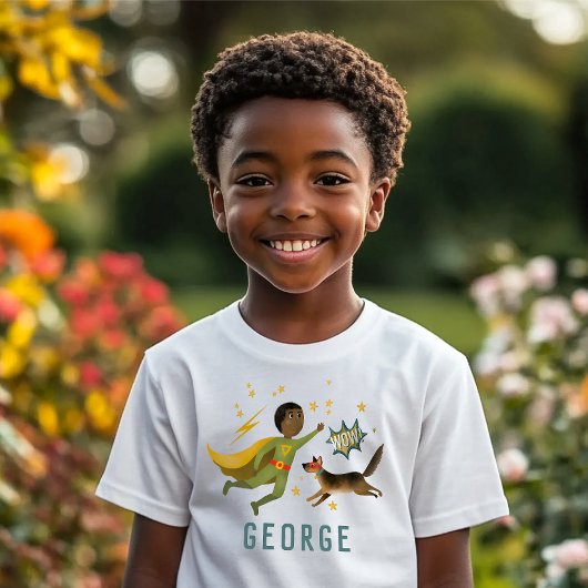 Boys Cool Action Superhero und Hunde Kinder T-Shirt