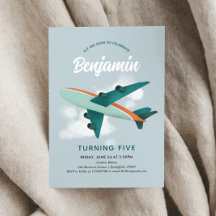 Boys Cool Blue Airplane Reise 5. Geburtstag