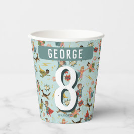 Boys Cool Blue Comic Book Superhero Kindergeburtst Pappbecher