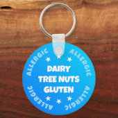 Boys Cool Blue Emergency Contact Food Allergie Schlüsselanhänger (Vorderseite)