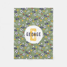 Boys Cool Blue Football Soccer Sports Kids Fleecedecke