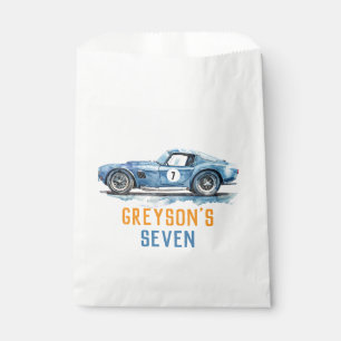 Boys Cool Blue Racing Car Kindergeburtstag Geschenktütchen