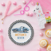 Boys Cool Blue Racing Car Kindergeburtstag Pappteller (Party)