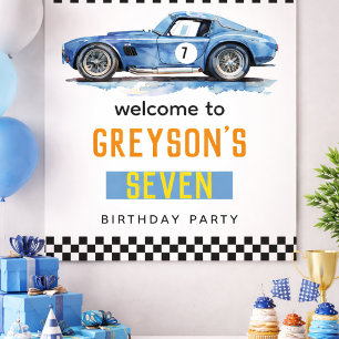 Boys Cool Blue Rennwagen Kinder Geburtstag  Poster