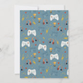 Boys Cool Blue Video Game Kindergeburtstag Einladung (Rückseite)