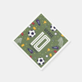 Boys Cool Green Sports Soccer Kids Birthday Serviette (Ecke)