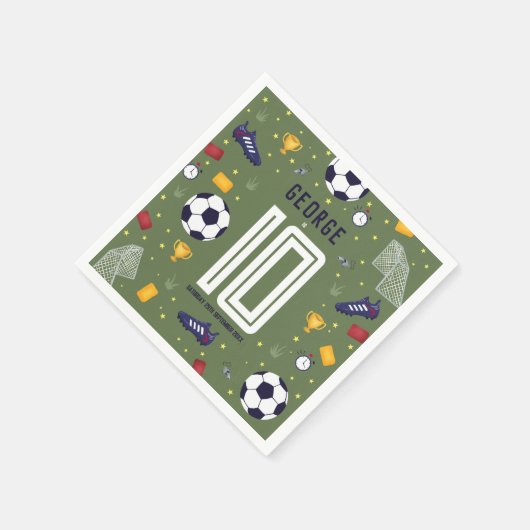 Boys Cool Green Sports Soccer Kids Birthday Serviette (Ecke)