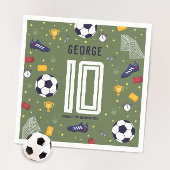 Boys Cool Green Sports Soccer Kids Birthday Serviette