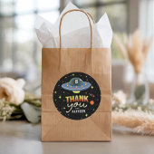 Boys Cool Neon Space Birthday Favor Runder Aufkleber