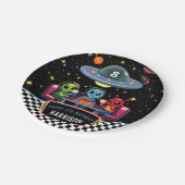 Boys Cool Out Of This World Neon Space Birthday Pappteller (Schrägansicht)