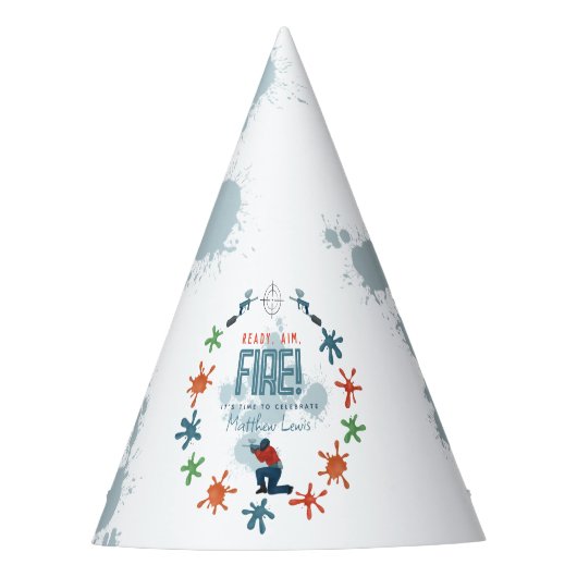 Boys Cool Paintball Party Kindergeburtstag Partyhütchen (Vorderseite)