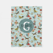 Boys Cool Superhero Muster Monogram Name Kids Fleecedecke (Vorderseite)