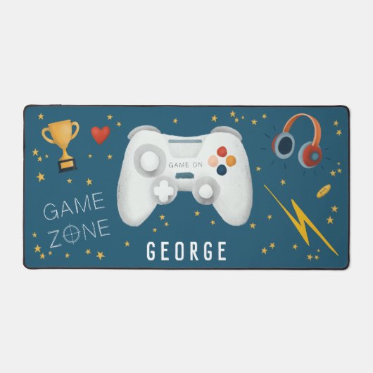 Boys Cooler Blue Video Game Controller Kids Gaming Schreibtischunterlage (Vorderseite)