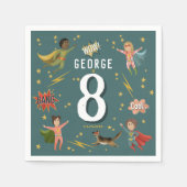 Boys Cooles Comic Book Blue Superhero Kindergeburt Serviette (Vorderseite)