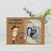 Boy's Cowboy zum ersten Geburtstag Einladung (Stehend Vorderseite)