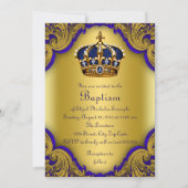 Boys Crown Prince Taufe Royal Blue and Gold Einladung (Rückseite)