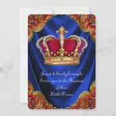 Boys Crown Prince Taufe Royal Blue Satin Einladung (Vorderseite)