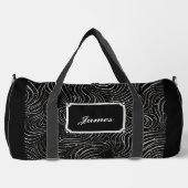 Boys Curly Windy Wavy White Pattern Monogram Black Duffle Bag (Vorderseite)