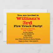 Boys Custom Fire Truck 3. Geburtstag Party Einladung (Rückseite)