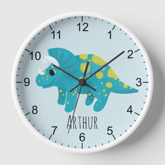 Boys Cute Blue Dinosaur Uhr (Vorderseite)