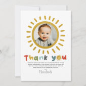 Boys Cute First Trip Around The Sun Photo Dankeskarte (Vorderseite)