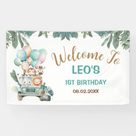 Boys Cute Safari Birthday Banner