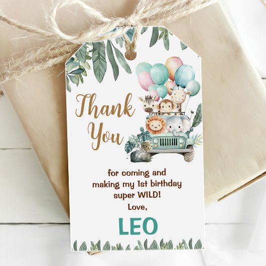 Boys Cute Safari Birthday Geschenkanhänger