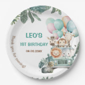 Boys Cute Safari Birthday Pappteller (Vorderseite)