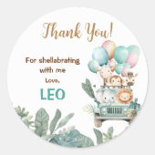 Boys Cute Safari Birthday Runder Aufkleber (Vorderseite)