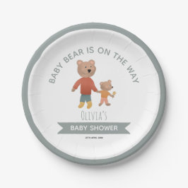 Boys Cute Woodland Baby Bear Pappteller