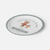 Boys Cute Woodland Baby Bear Pappteller (Schrägansicht)