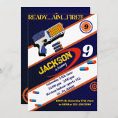 Boys Dart Gun Birthday Party Einladung (Vorne/Hinten)