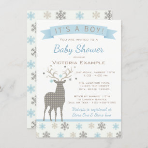 Boys Deer Winter Wonderland Kinderdusche Einladung